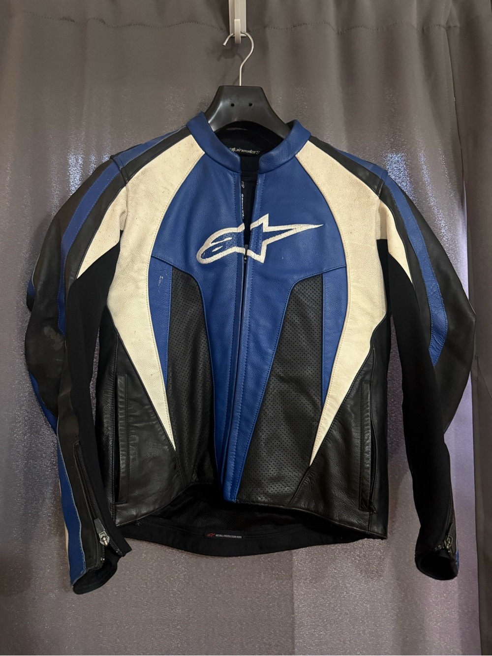 Alpinestars Blue White Black Racing Leather Jacket